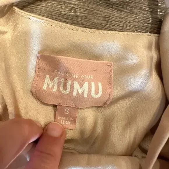 Show Me Your‎ Mumu Slip Dress Womens Small Satin Champagne Bridesmaid Short - Picture 4 of 6